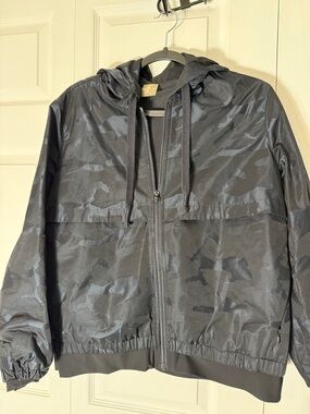 Calia Hooded Camo Windbreaker Jacket - Black/Gray